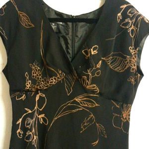 Elegant Black and Gold Floral Dress